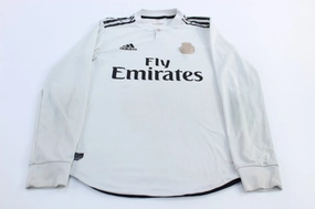 Adidas Logo Real Madrid Black & White Striped LS Soccer Jersey Unisex Apparel Motion Flex