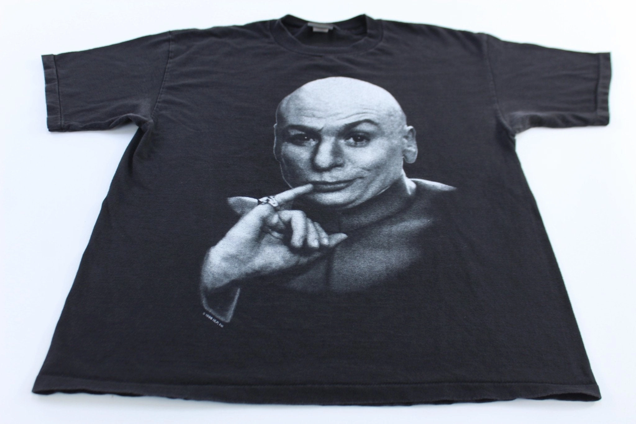 1998 Austin Powers Dr. Evil Graphic T-Shirt PreShrunkCotton Longline Hemline