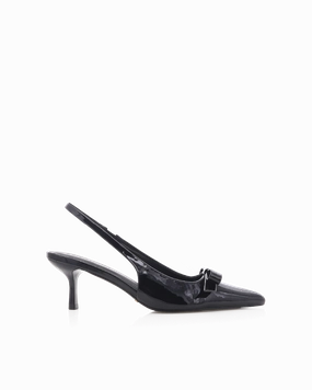 Clear High Heels Sporty Heeled Shoes GLENNA - BLACK PATENT