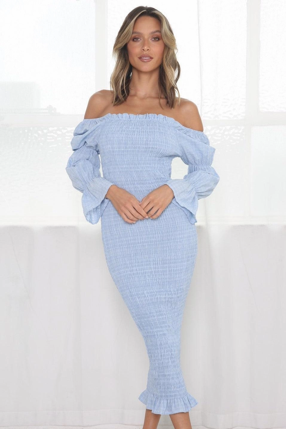 Grace Midi Dress - Baby Blue NoiseFreeFabric