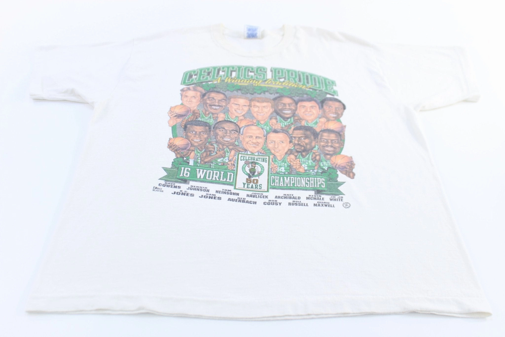Easy Layering Vintage Boston Celtics 50th Year Anniversary Caricature Graphic T-Shirt