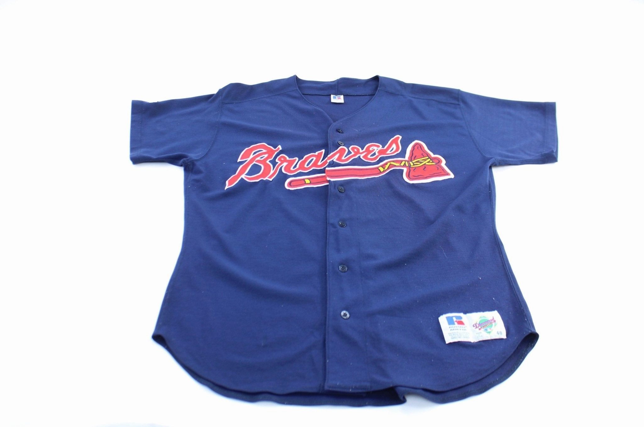 90's Atlanta Braves Embroidered Russell Athletic Baseball Jersey Airy material