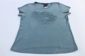 Double Layered Collar Women's 2007 Harley Davidson Motorcycles Blue Tank Top