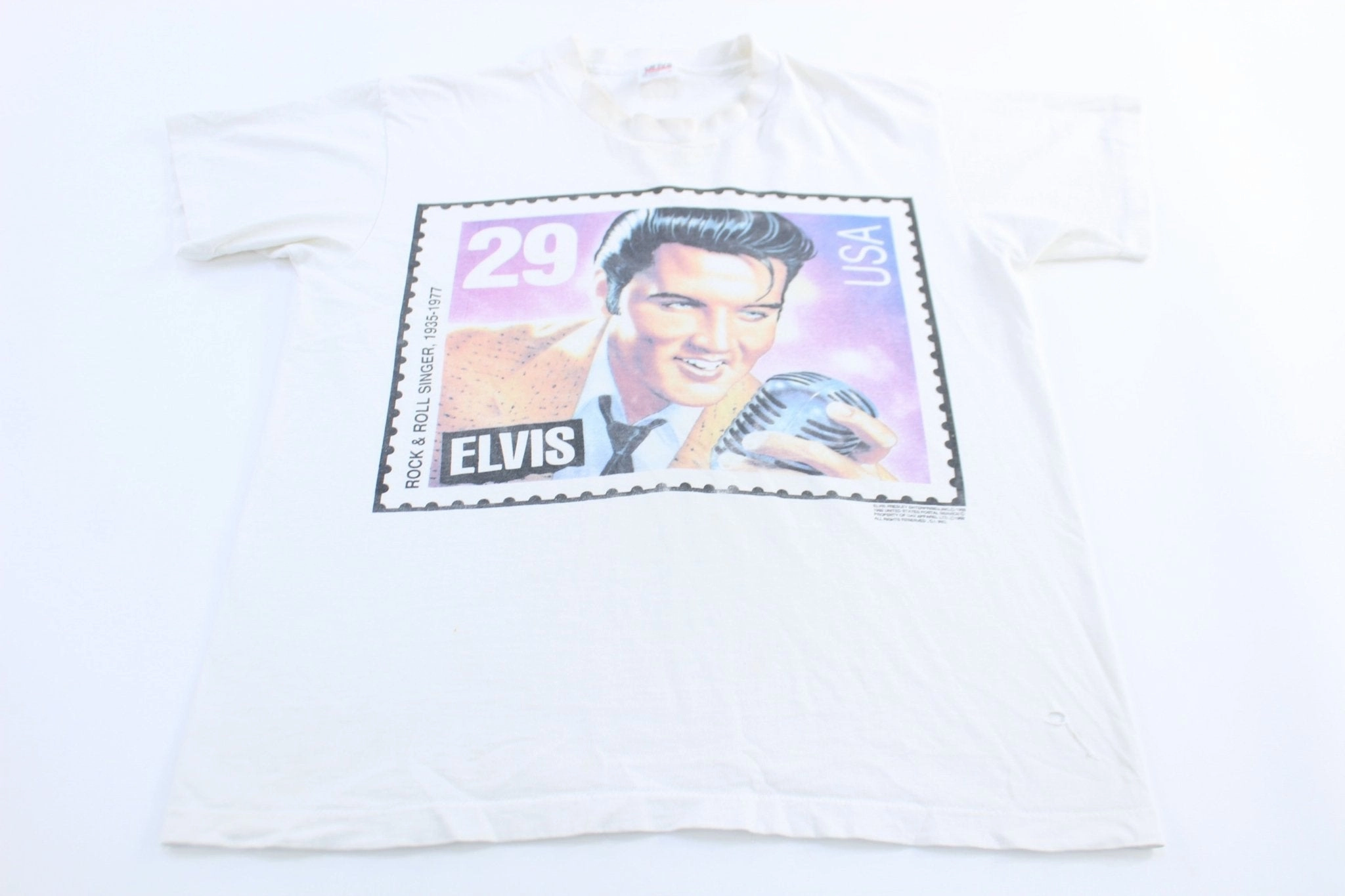 1992 Elvis Presley Rock & Roll Postage Stamp T-Shirt UV Protective Coating