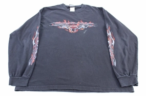 Harley Davidson Motorcycles Flames LS T-shirt Top Rated Sporty Layer