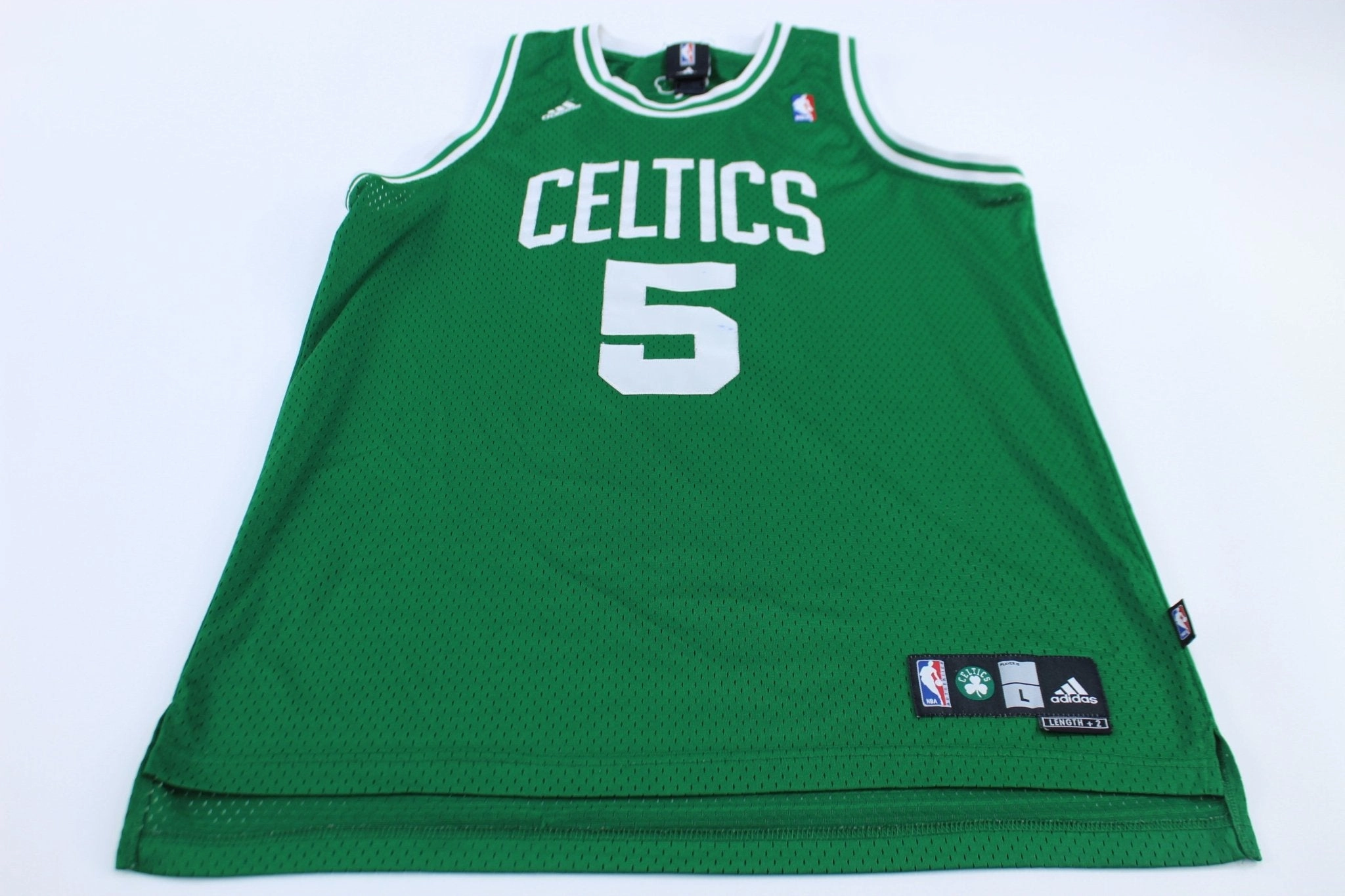 Soft Texture Stretchable Ribbed Collar Adidas Embroidered Logo Boston Celtics Kevin Garnett Basketball Jersey