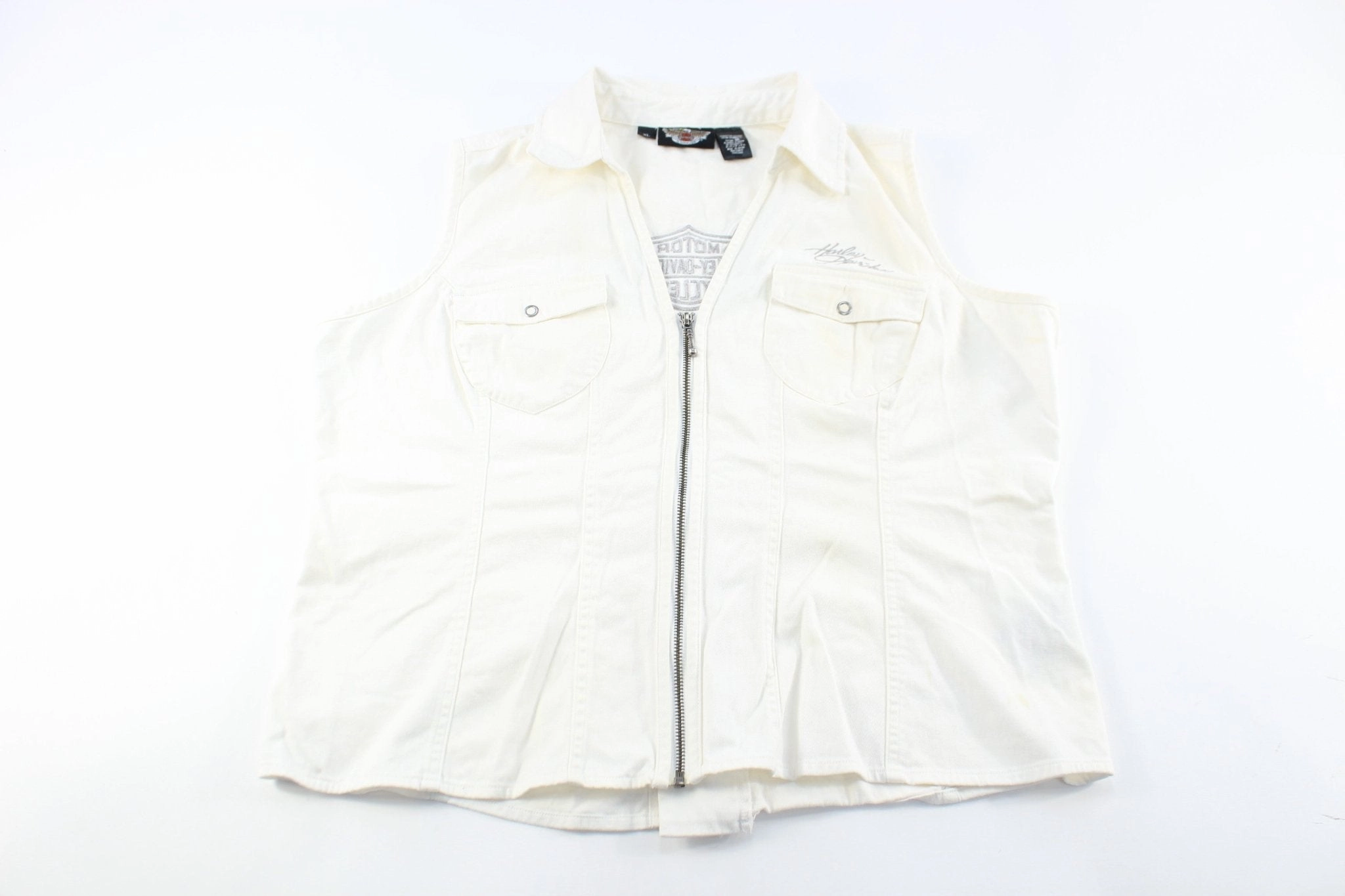 Lightweight Fit Women's Harley Davidson Motorcycles Embroidered Zip Up Tank Top