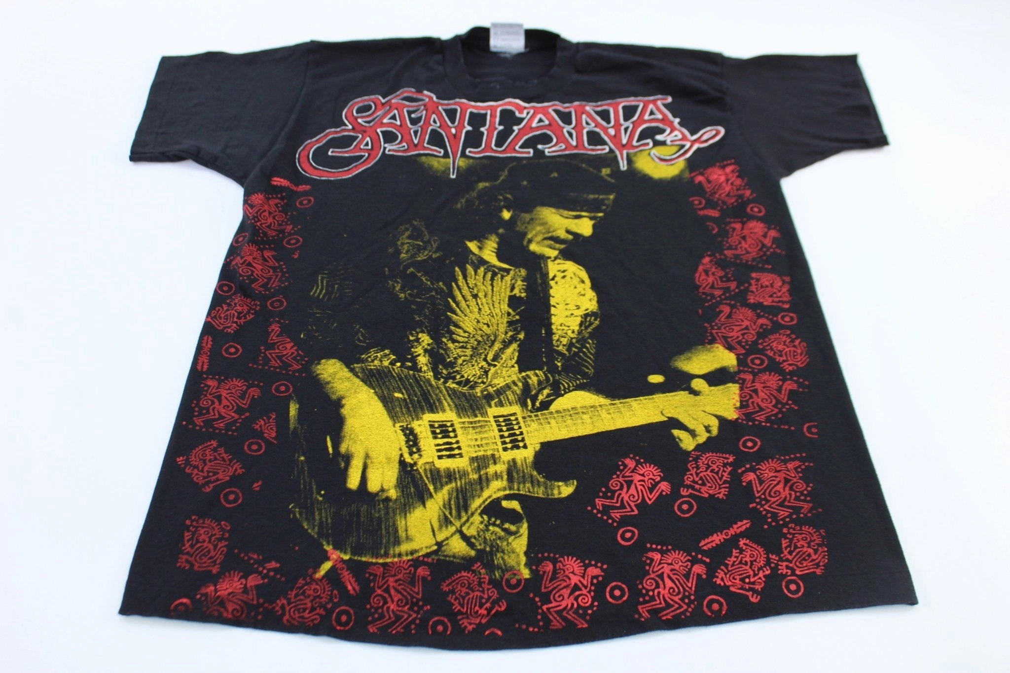 90's Carlos Santana All Over Print T-Shirt Outdoor Style Trend