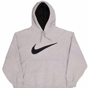 VINTAGE NIKE BIG SWOOSH GREY HOODIE SWEATSHIRT 2000S SIZE MEDIUM lanyard accents product water resistant protection