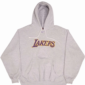 Weekend Relaxed VINTAGE NIKE NBA LOS ANGELES LAKERS CENTER SWOOSH HOODIE SWEATSHIRT 1990S SZE XL