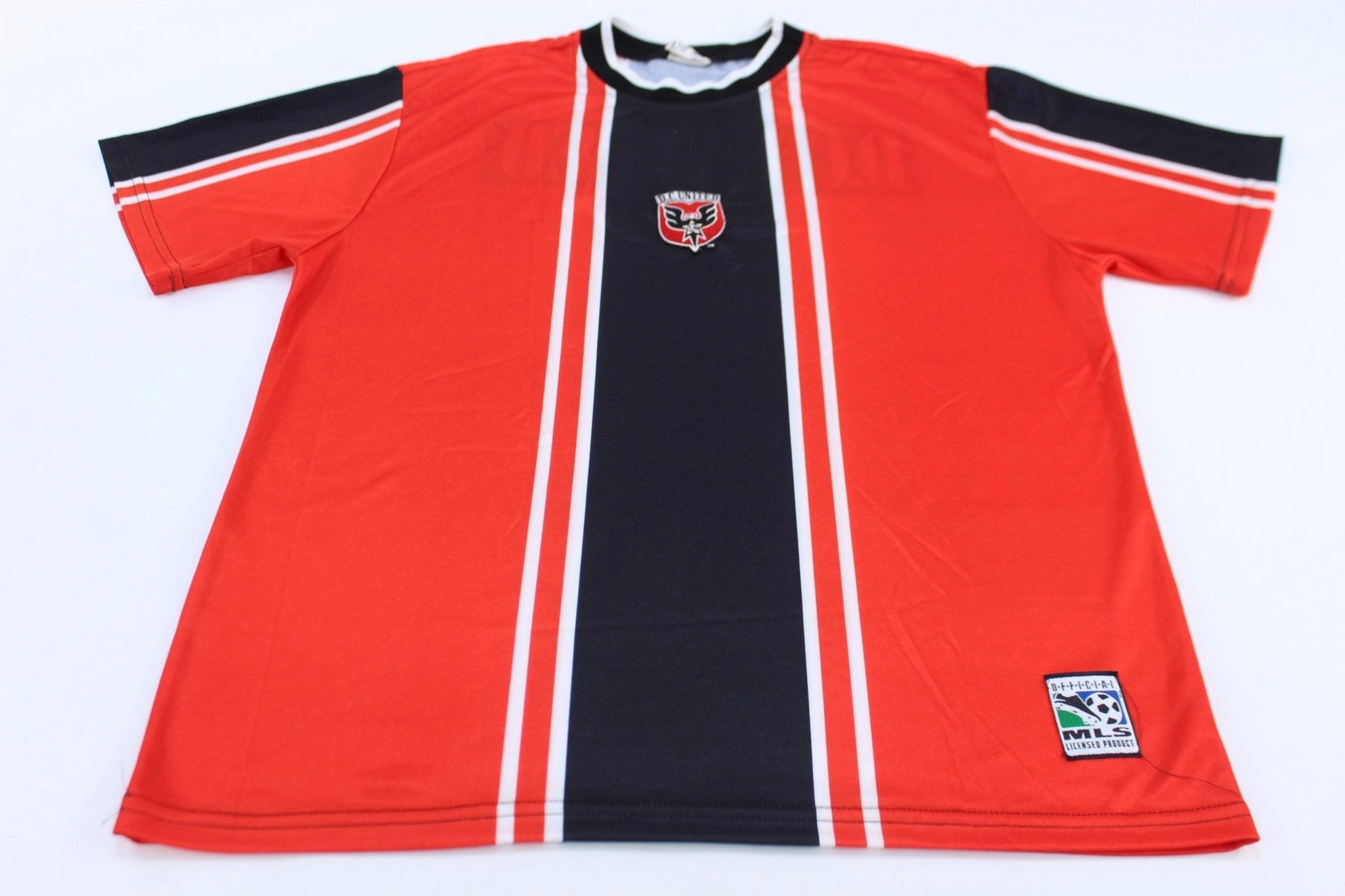 90's MLS Washington D.C. United Soccer Striped Jersey Wind Resistant Outer Layer Soft Layers