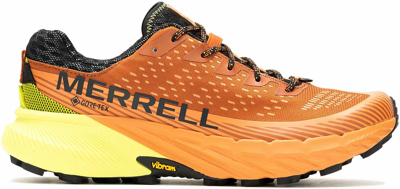 Merrell Agility Peak 5 GORE-TEX Mens Trail Running Shoes - Orange all - terrain - feature shoes Cushioned Heel Support