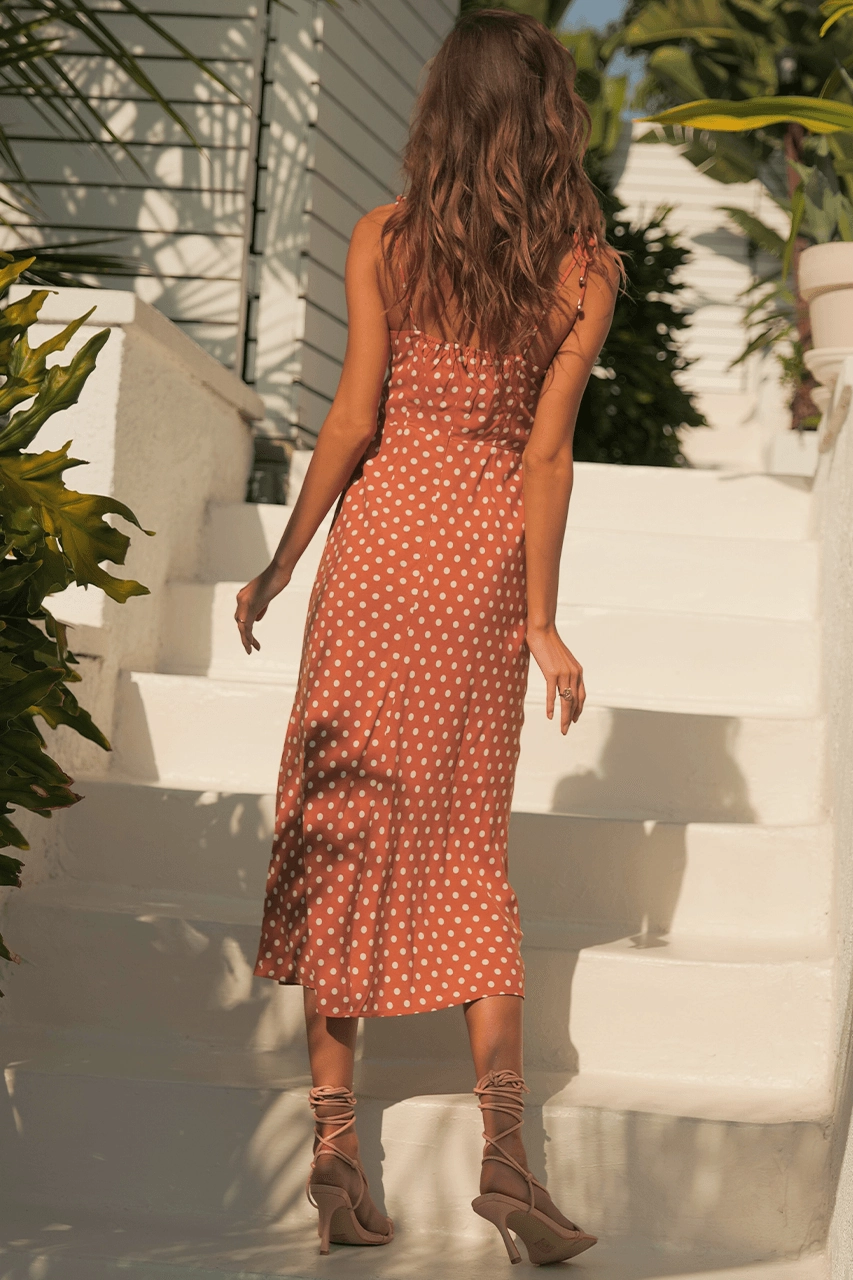 Jolie Midi Dress - Rust Spot Romantic Hour