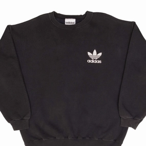 Fashion Layers VINTAGE ADIDAS CLASSIC BLACK CREWNECK SWEATSHIRT 1990S SIZE MEDIUM MADE IN USA