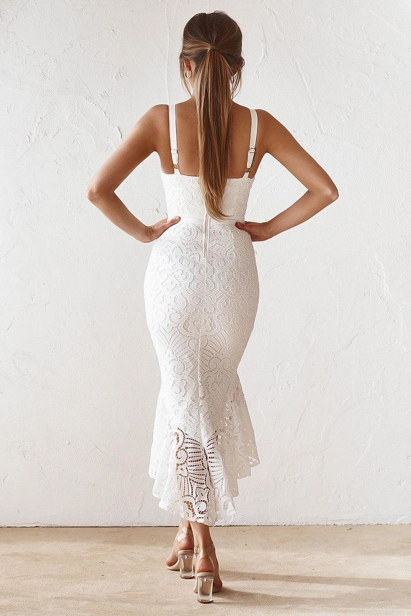 Liana Midi Dress - White Petite-Size Flattering Style