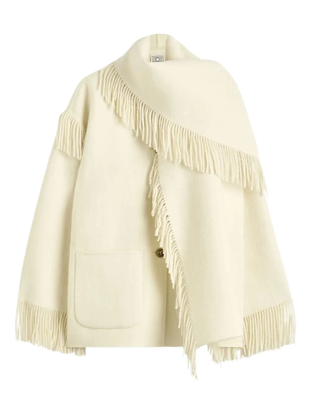 Fringed Scarf Jacket in Winter White Flexible Zipper System activity