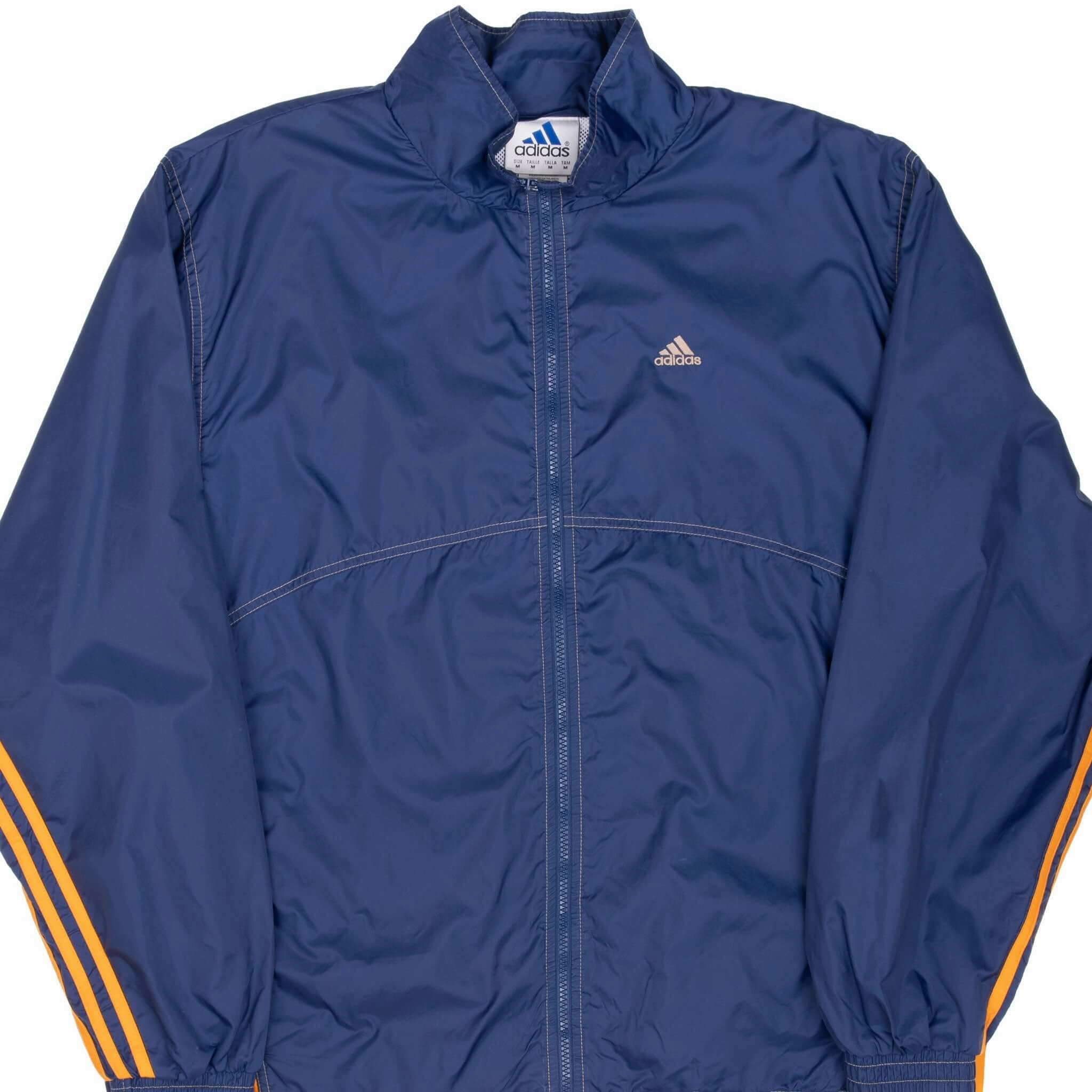 VINTAGE ADIDAS BLUE NYLON WINDBREAKER JACKET 1990S MEDIUM Crisp Air