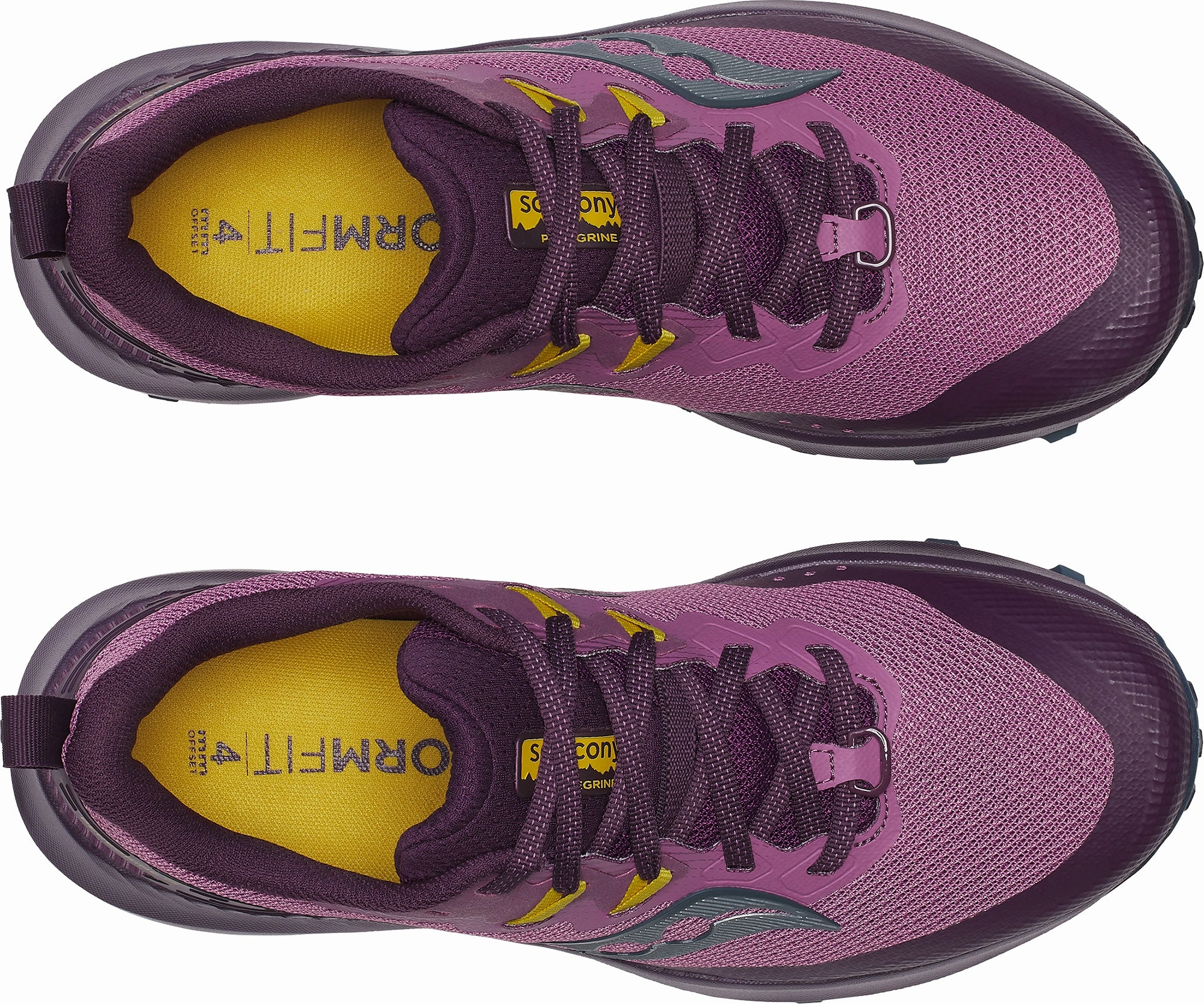 Saucony Peregrine 14 Womens Trail Running Shoes - Purple interval training shoe compatibility logo - rhinestoned shoes