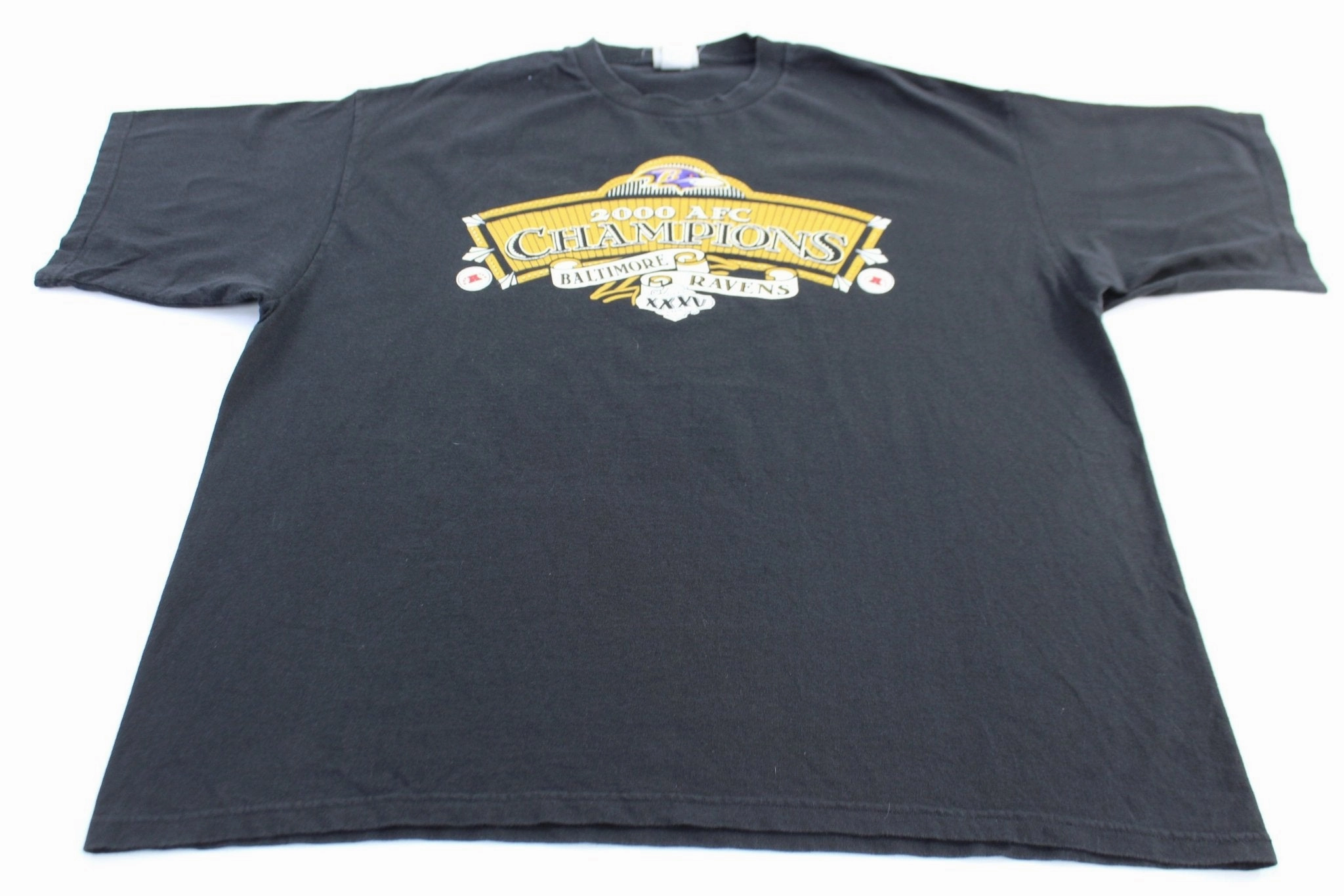 SeamlessConstruction Fit for Any Season 2000 Baltimore Ravens Football AFC Champions Lee Sport T-Shirt