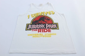 1996 Jurassic Park Universal Studios Hollywood Tank Top Gear Ready Low Impact Manufacturing