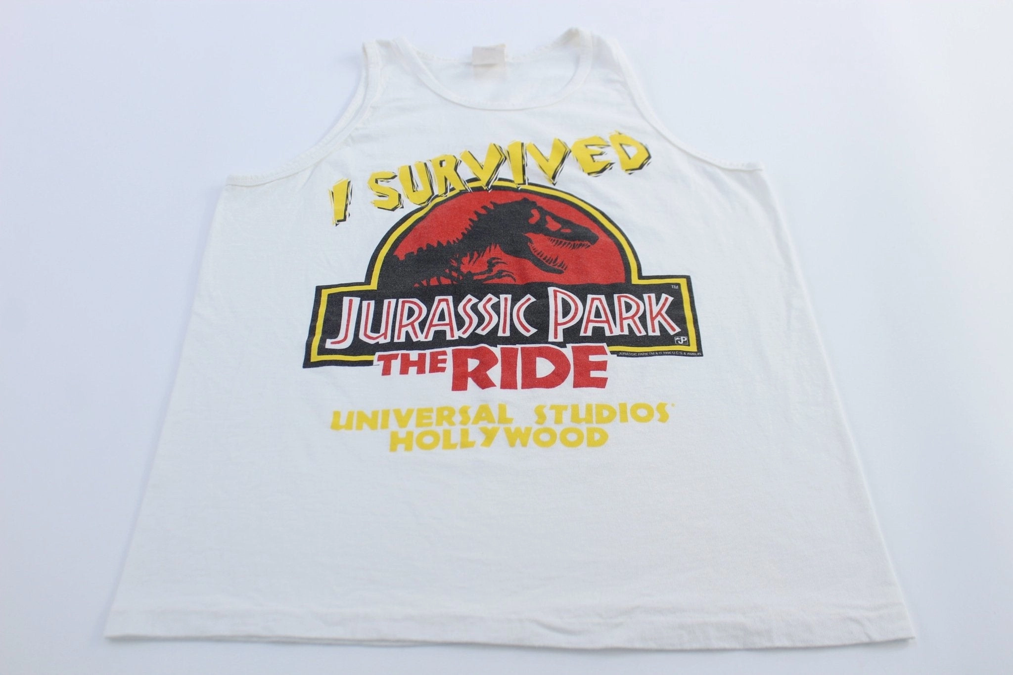 1996 Jurassic Park Universal Studios Hollywood Tank Top Gear Ready Low Impact Manufacturing