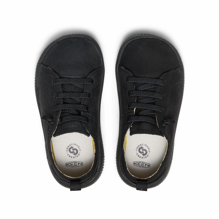 Little Kids' KNX Leather Sneaker  |  Triple Black Quiet Steps