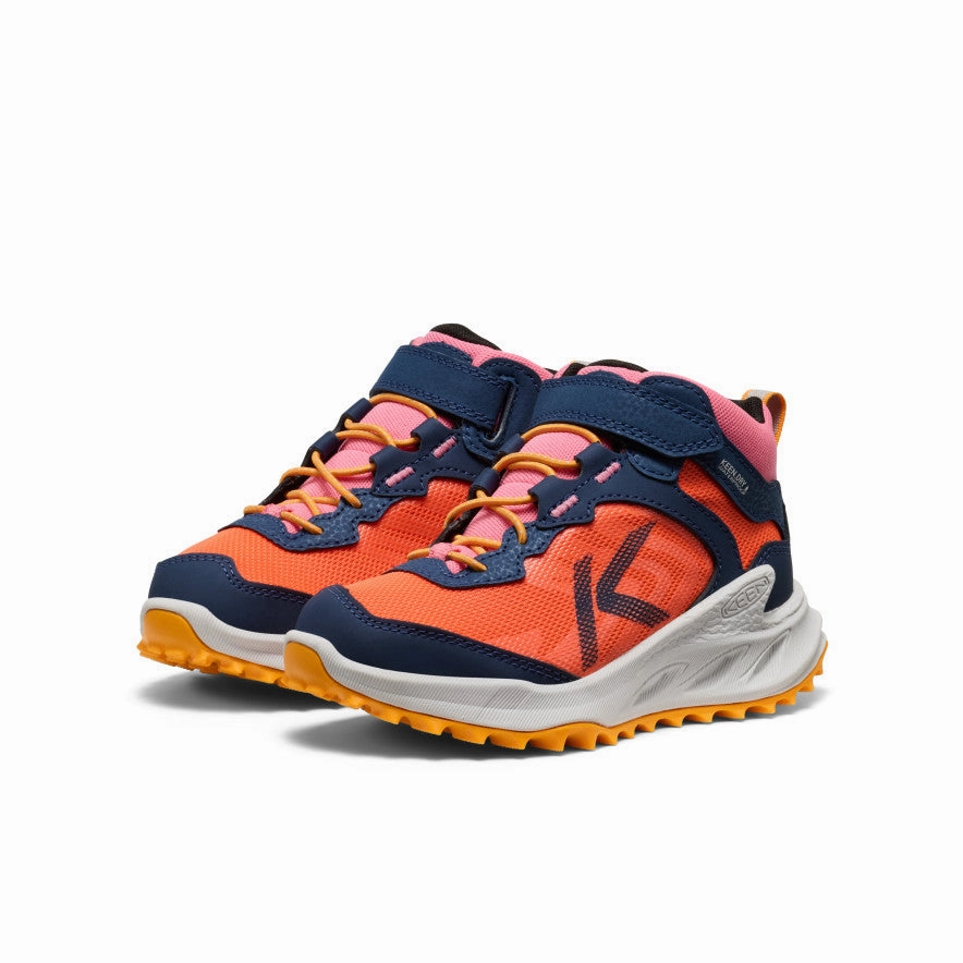 Leather Upper Elastic laces Little Kids' Zionic Waterproof Hiker  |  Naval Academy/Nasturtium