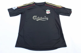 Seam Free Engineering Liverpool Embroidered Patch Black Striped Soccer Jersey