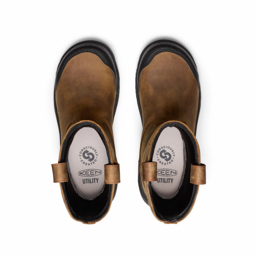 Torsion Control System Durable Tread Pattern Women's Evanston Pull-On Waterproof Boot (Carbon Toe)  |  Bison/Black