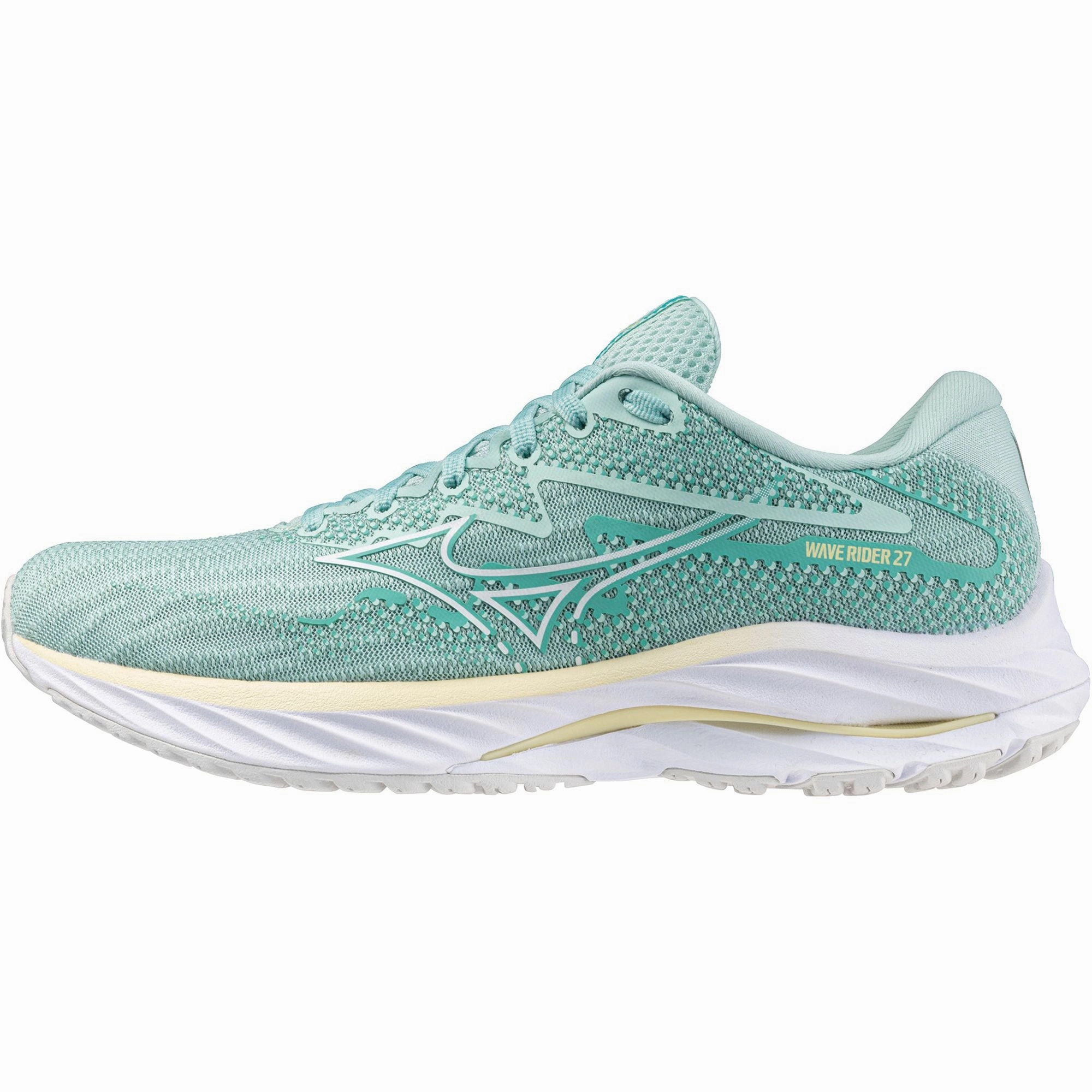 Tension Adaptive Lacing Mizuno Wave Rider 27 Womens Running Shoes - Green