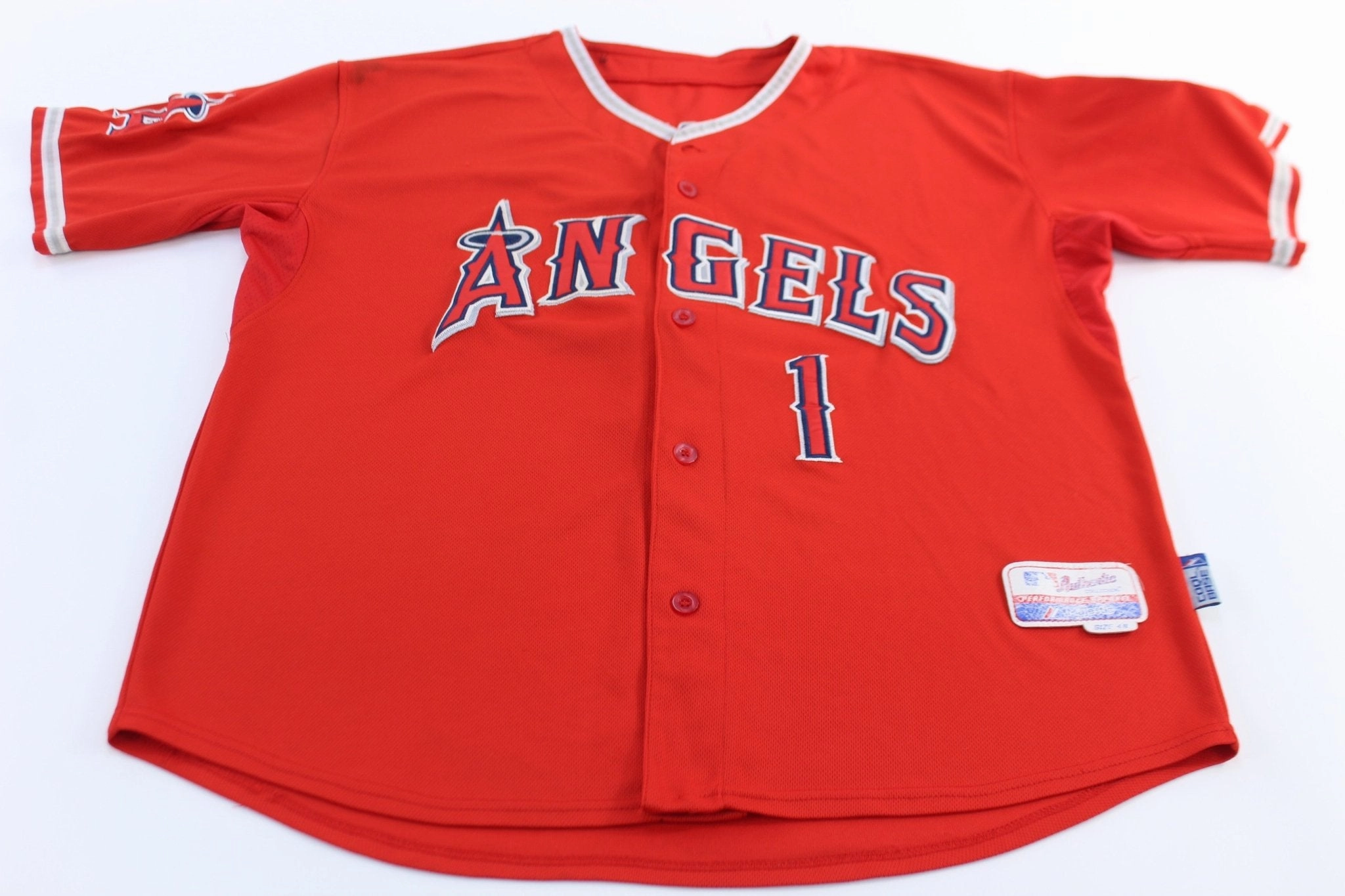 Zip Up Los Angeles Angels Angel Reyna Embroidered Majestic Baseball Jersey