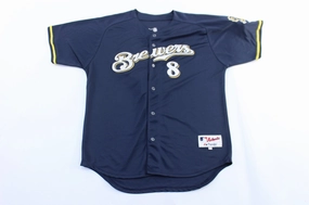 Four Way Stretch Fabric Majestic Embroidered Milwaukee Brewers Ryan Braun Baseball Jersey