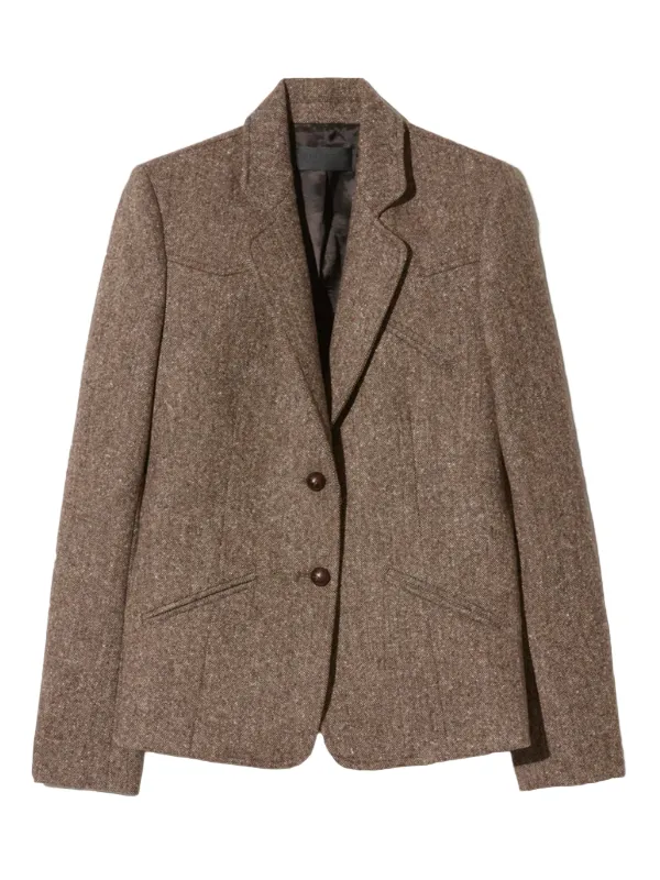 Lyon Jacket in Brown Donegal Quick Release Buckles Quick Zip