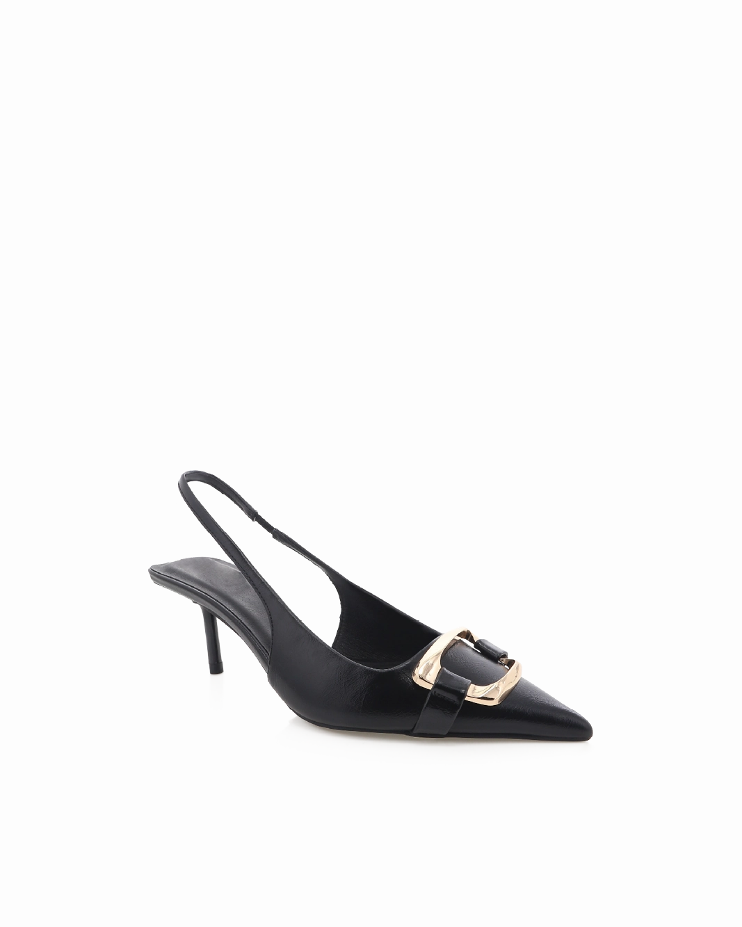 MAEVA - BLACK SHINE Open Back Heeled Sandals