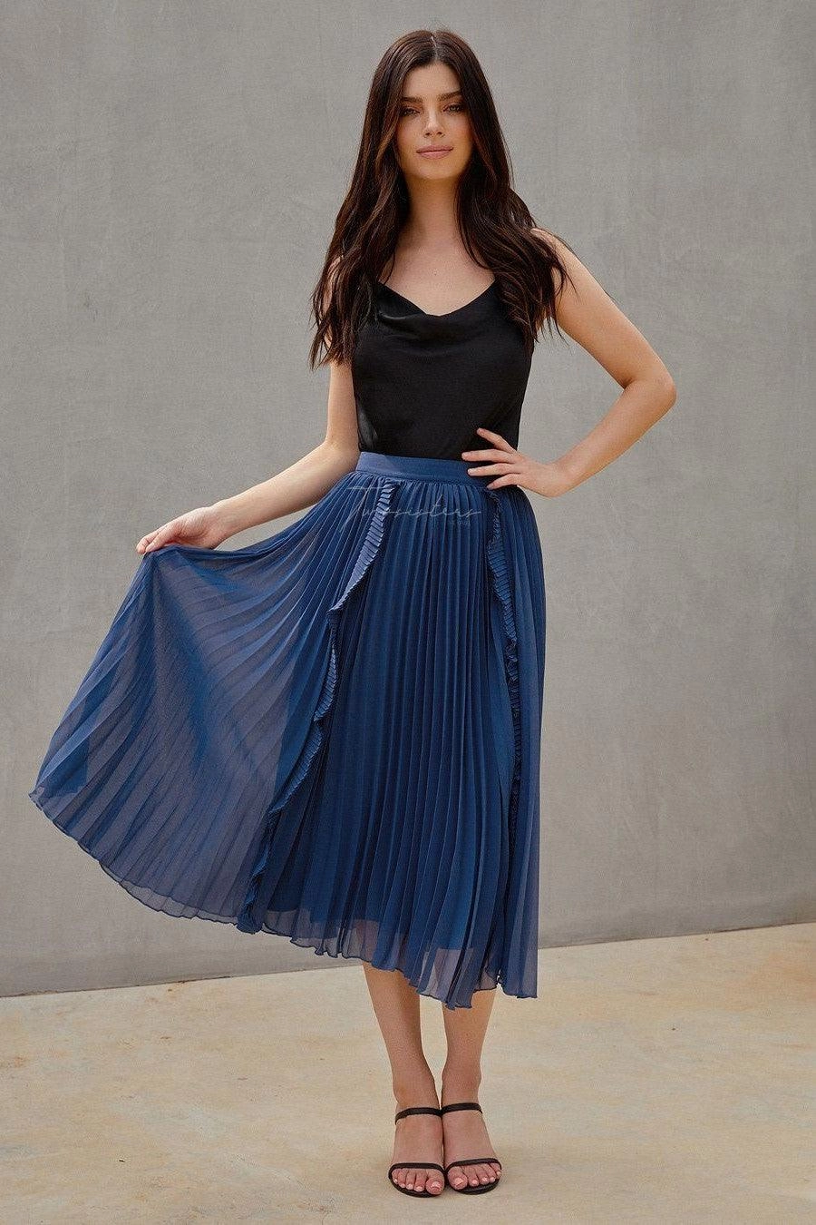 Breeze Grace Cool Simplicity Maia Skirt - Steel Blue