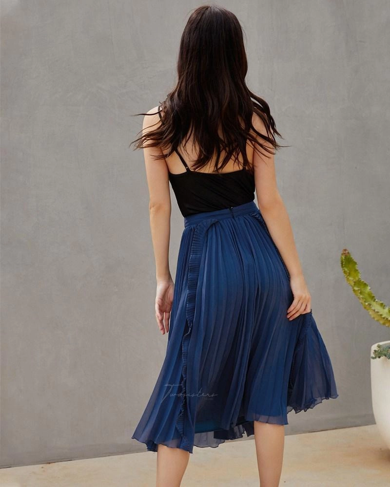 Maia Skirt - Steel Blue Vibrant patterned dress