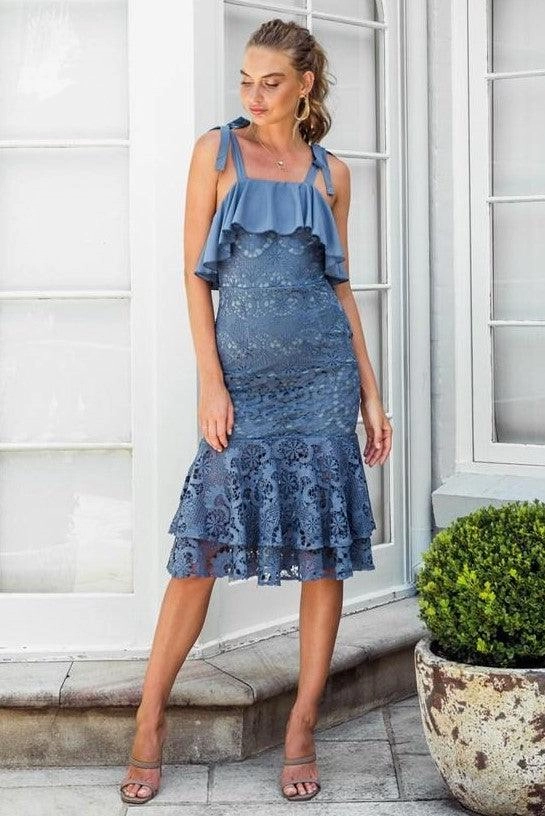 Mallory Dress - Steel Blue Mom Chic