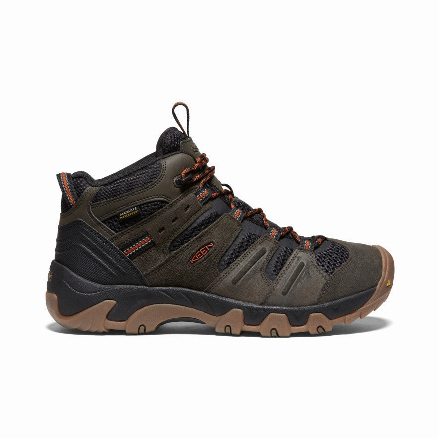 Men's Headout Waterproof Hiking Boot  |  Black Olive/Fossil Orange Heel Support