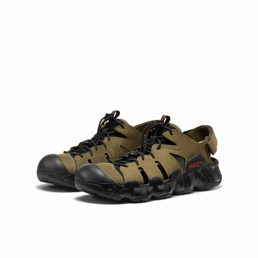 Catch Step Men's Hyperport Fisherman Leather Sandal  |  Dark Olive/Black