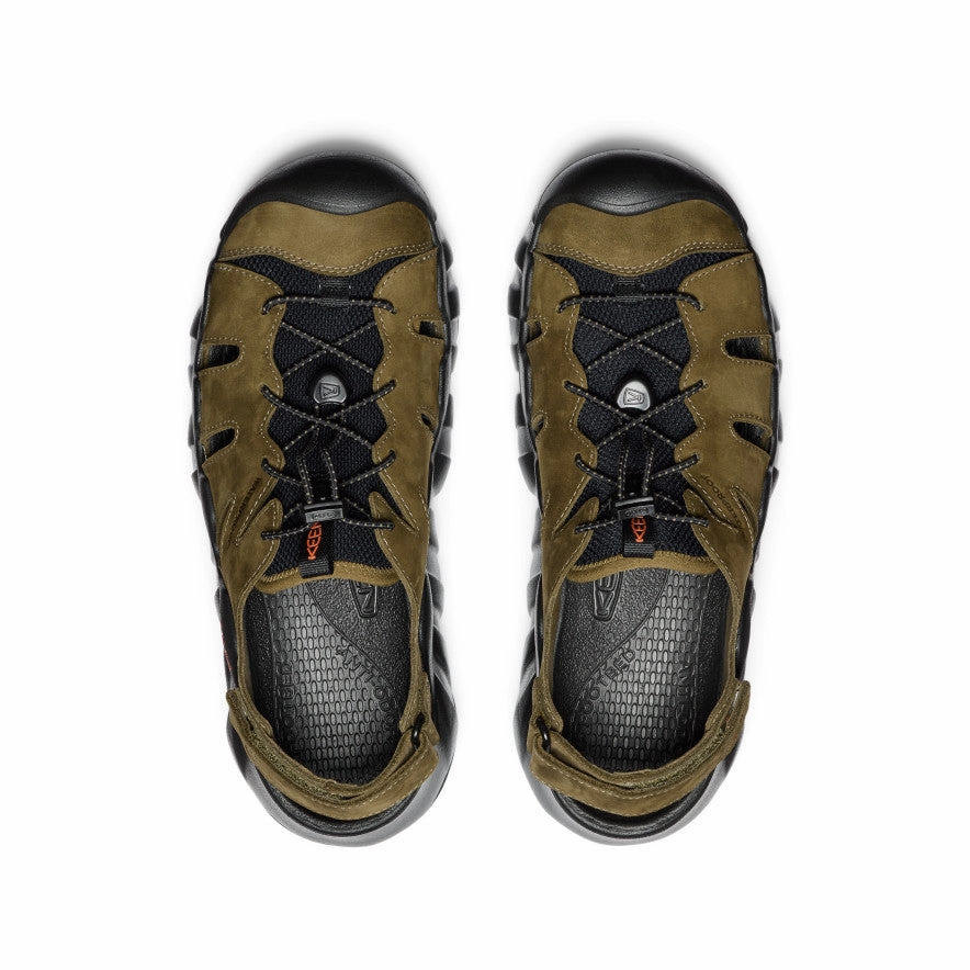 Simple Vibes Outfit Neutral Men's Hyperport Fisherman Leather Sandal  |  Dark Olive/Black