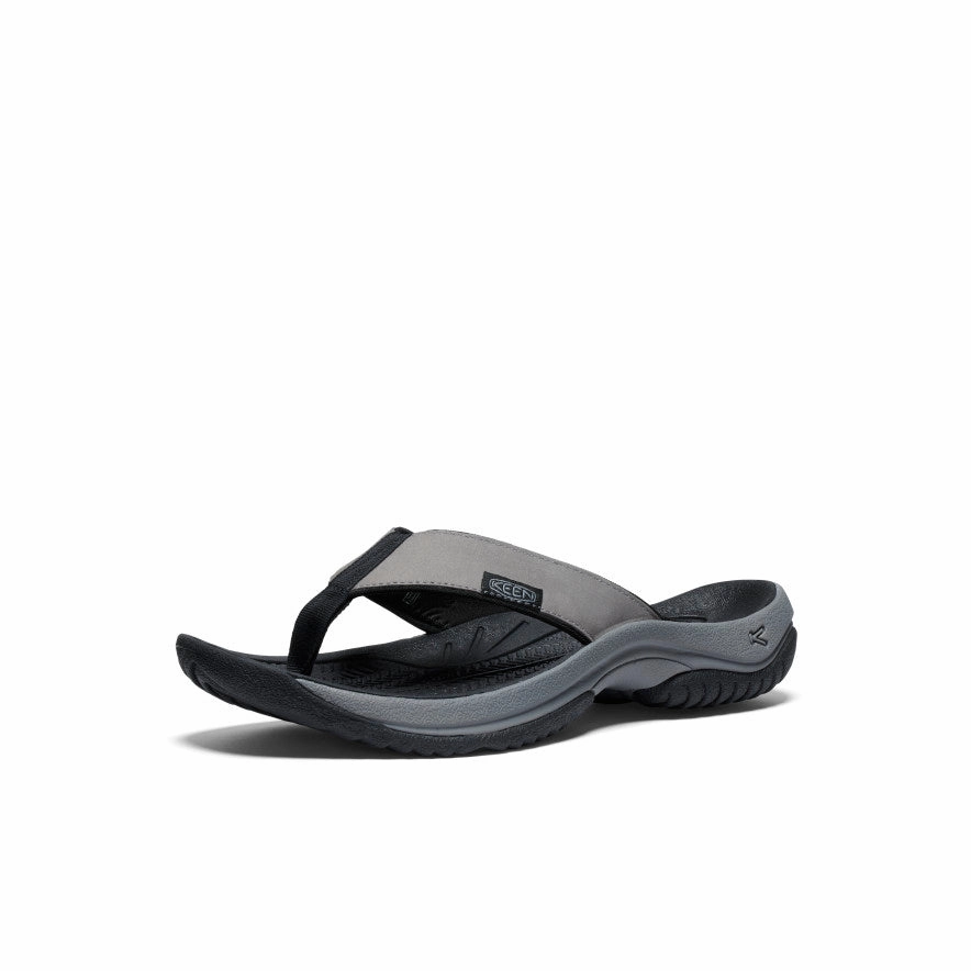 Men's Kona Leather Flip-Flop  |  Steel Grey/Black Day Tripper