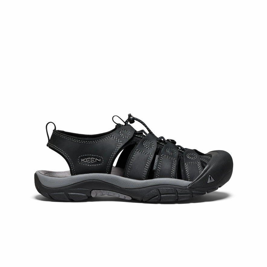 Multi Directional Tread synthetic leather Men's Newport Leather Sandal  |  Black/Steel Grey