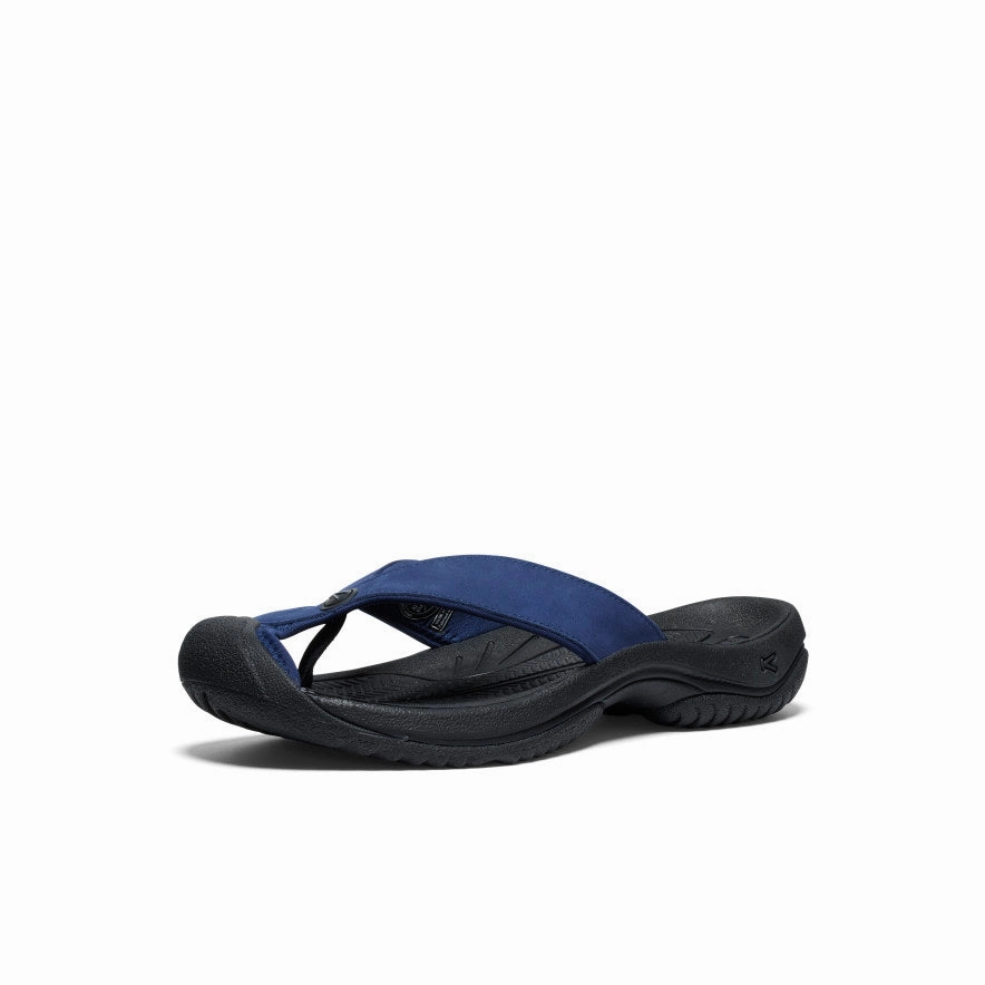 Storm Step EasyClean Men's Waimea Leather Flip-Flop  |  Naval Academy/Black