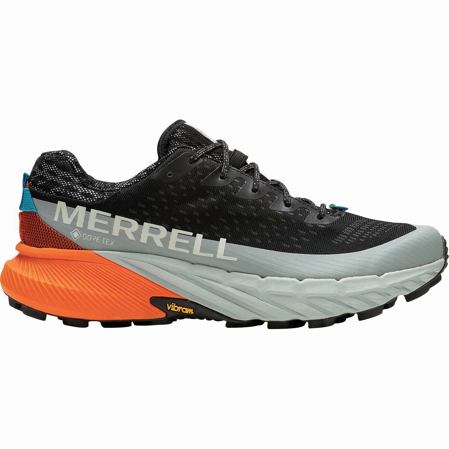 Temperature Regulating Tech Merrell Agility Peak 5 GORE-TEX Mens Trail Running Shoes - Black
