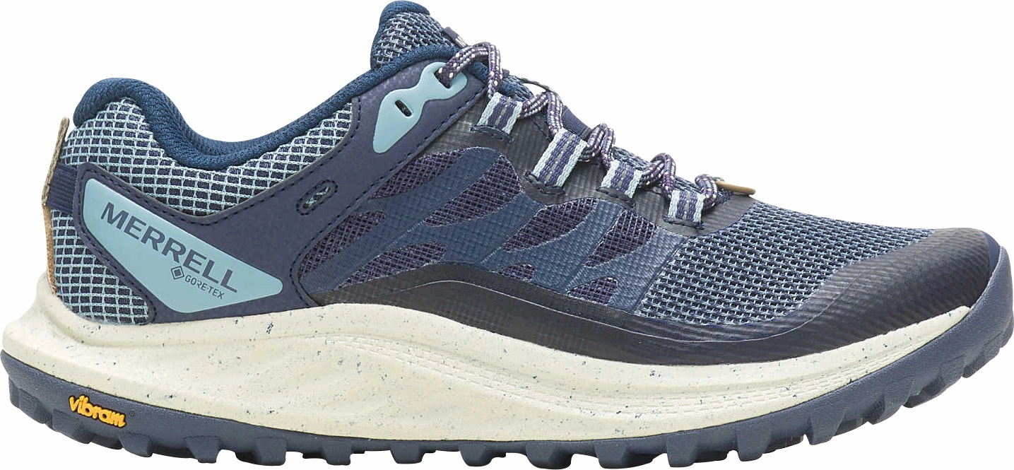 logo - embossed shoes all - season shoes Merrell Antora 3 GORE-TEX Womens Trail Running Shoes - Blue