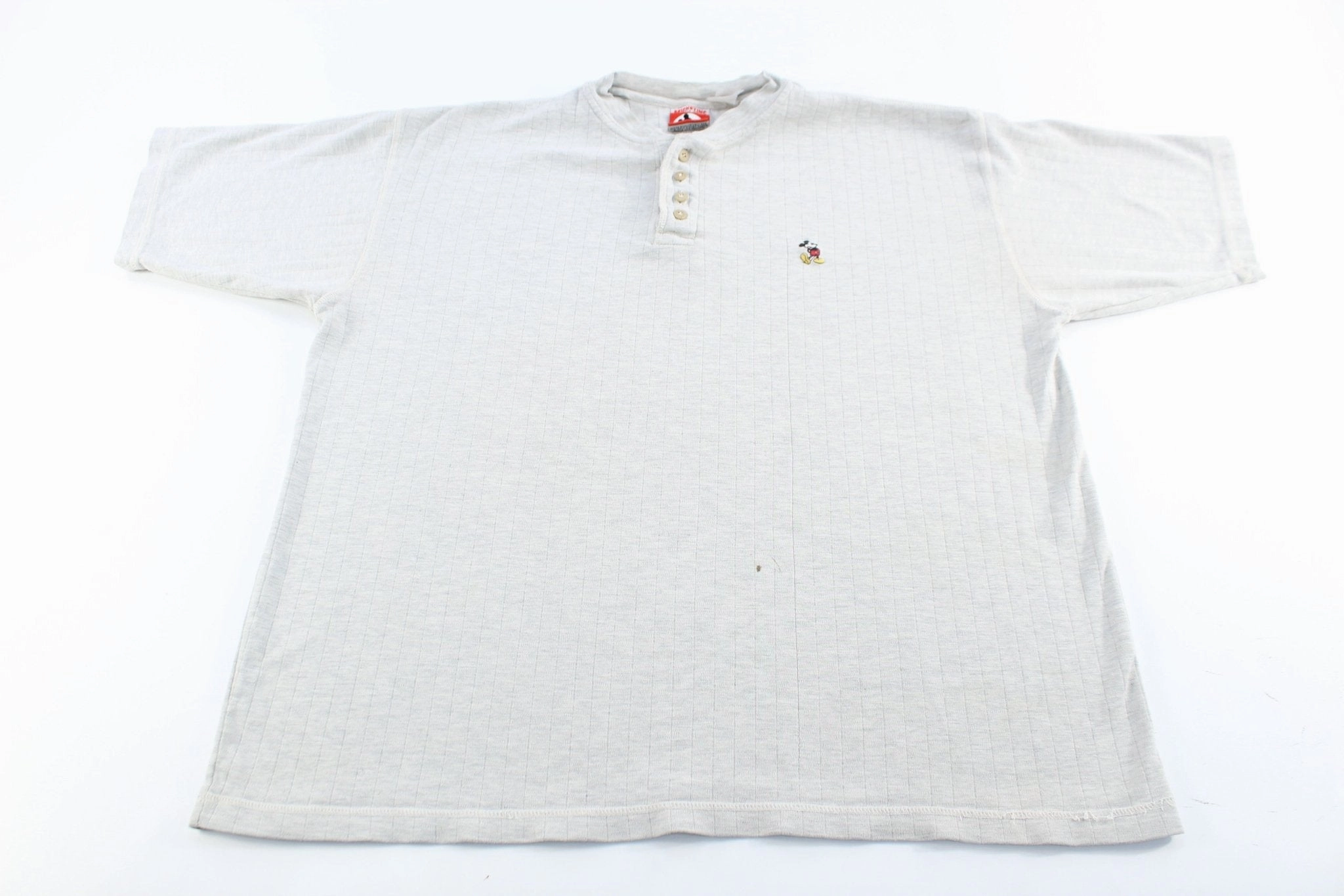 Urban Comfort OversizedSilhouette Mickey Inc Embroidered Mickey Mouse Henley T-Shirt