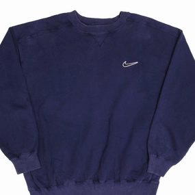VINTAGE NIKE SWOOSH BLUE HEAVYWEIGHT SWEATSHIRT 1990S SIZE LARGE Anti fungal