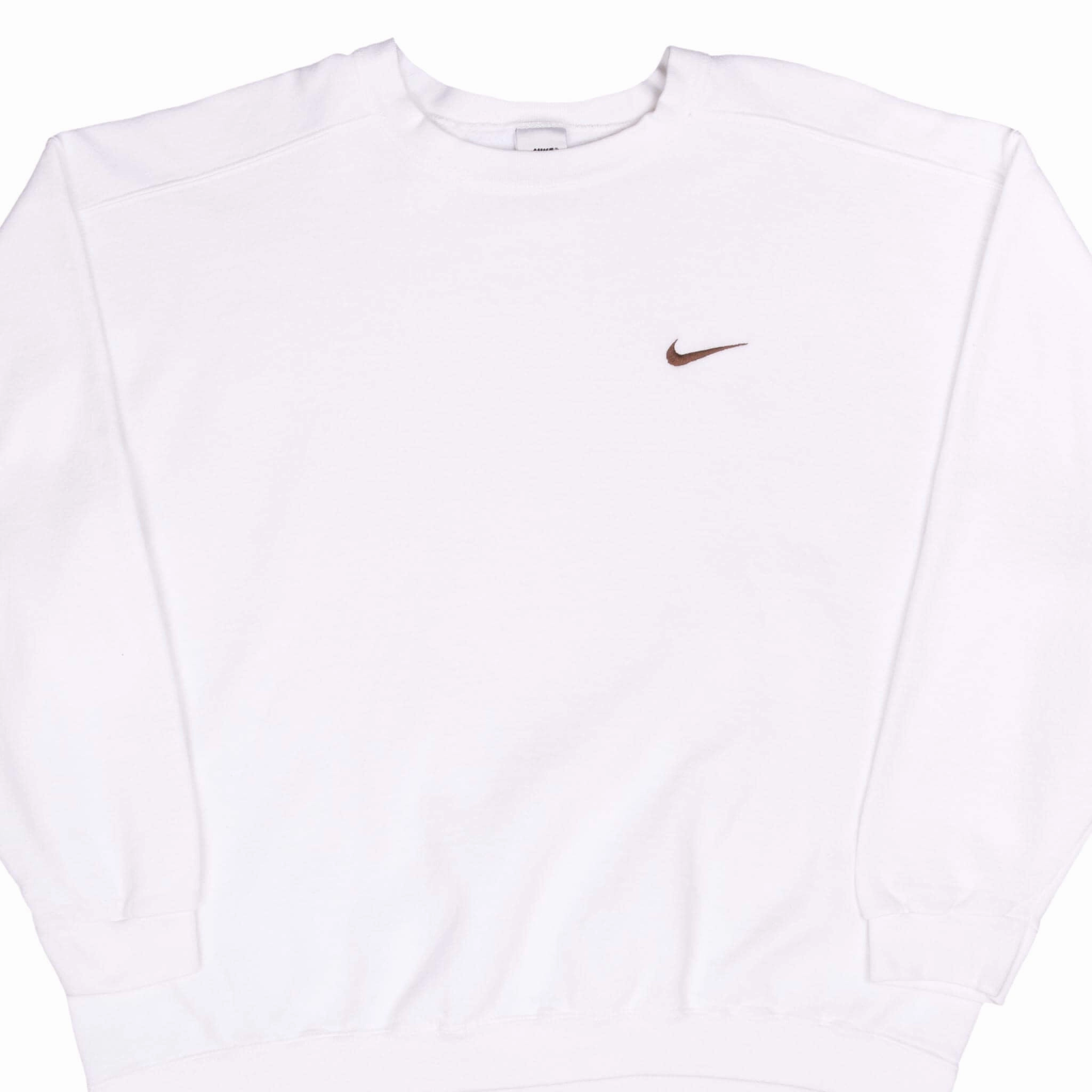 product camping suitability VINTAGE NIKE CLASSIC SWOOSH WHITE SWEATSHIRT 1990S XL MADE IN USA