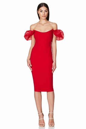 Simple Texture Nookie Eleganza Midi Dress - Red