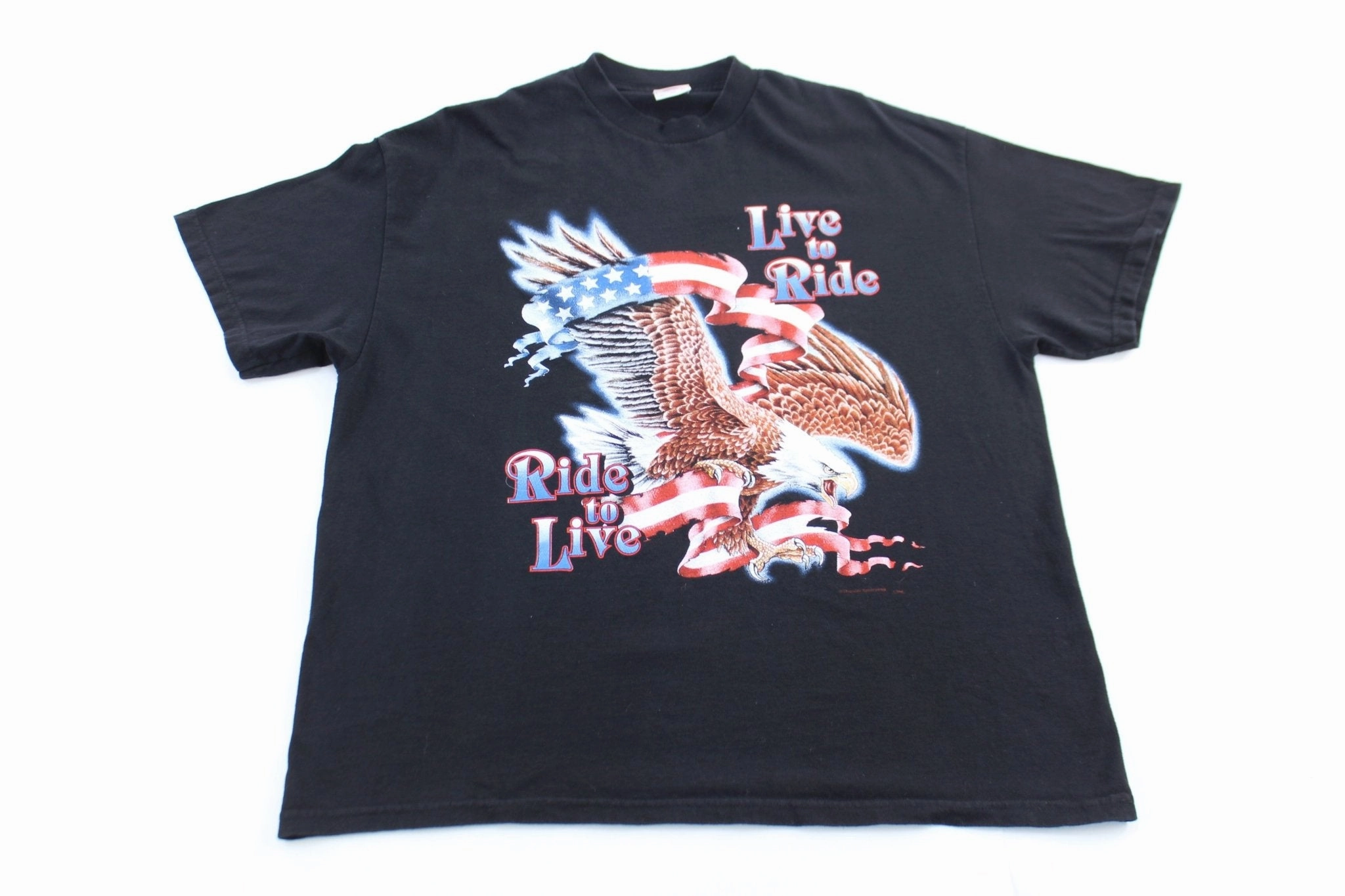 Cool and Comfortable Versatile Trend Y2K Live To Ride, Ride To Live Eagle Biker Graphic T-Shirt